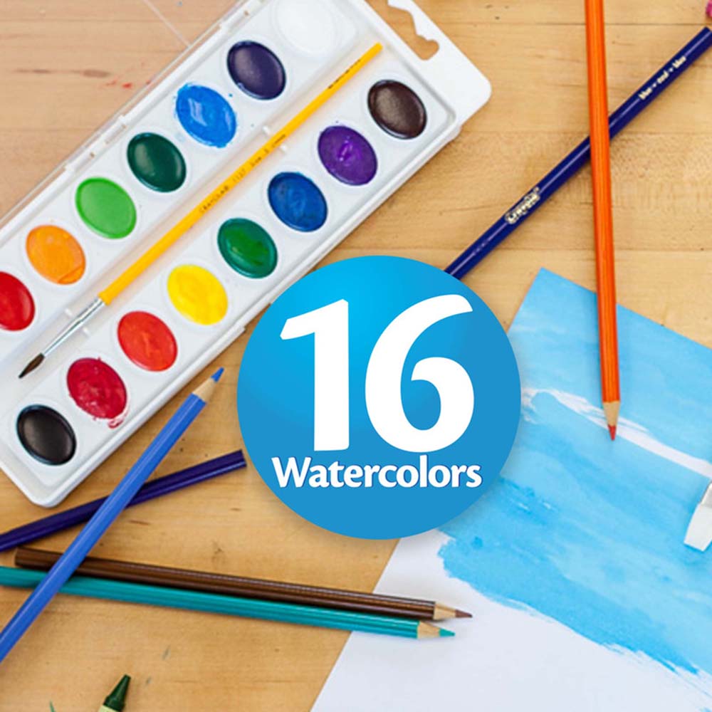 Crayola - Washable Watercolor Paint With Brush - 16 Pcs