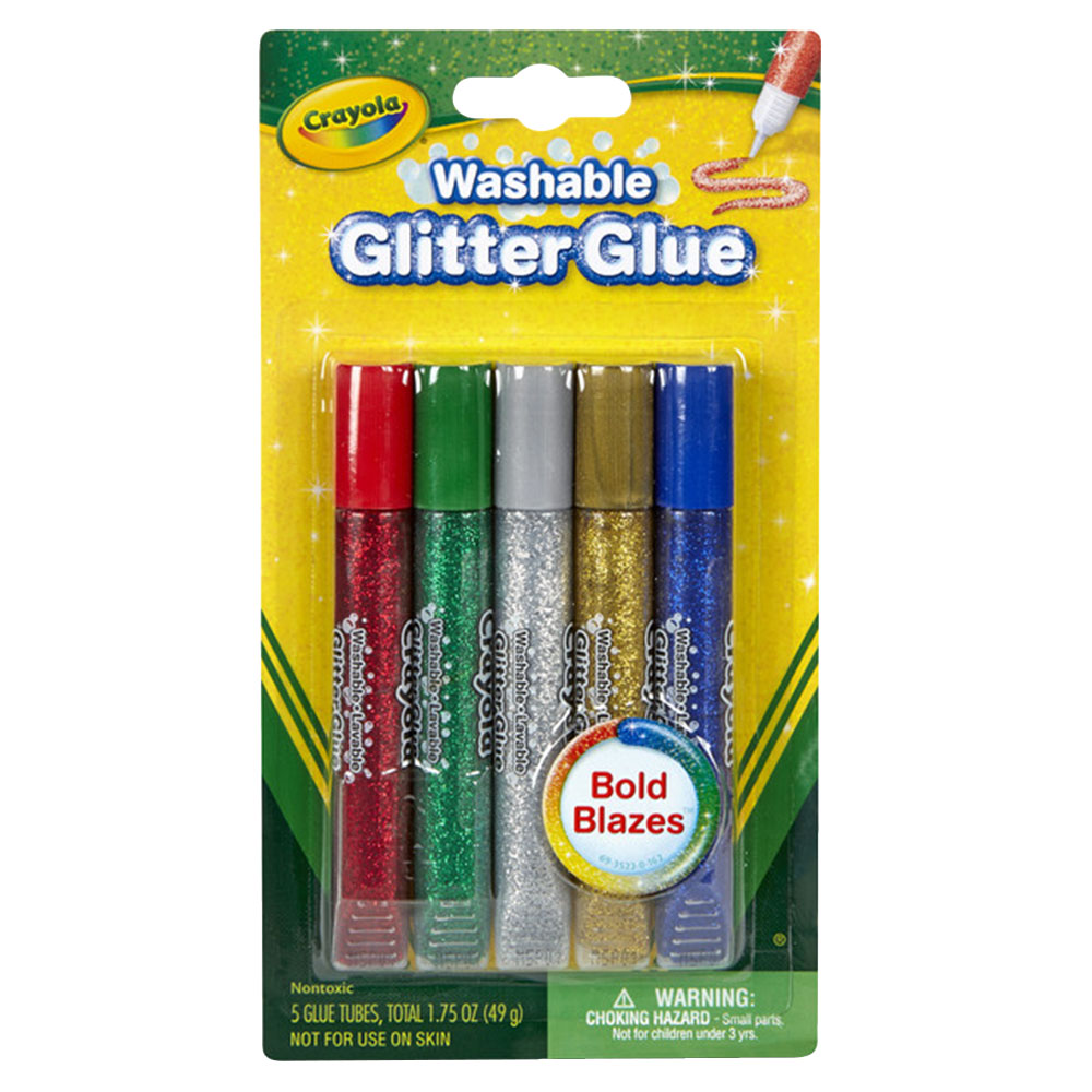 Crayola - Washable Glitter Glue - Bold Blazes - 5 Pcs - 49 gm