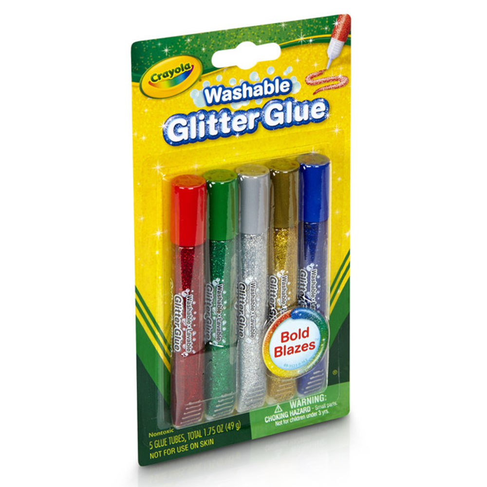 Crayola - Washable Glitter Glue - Bold Blazes - 5 Pcs - 49 gm