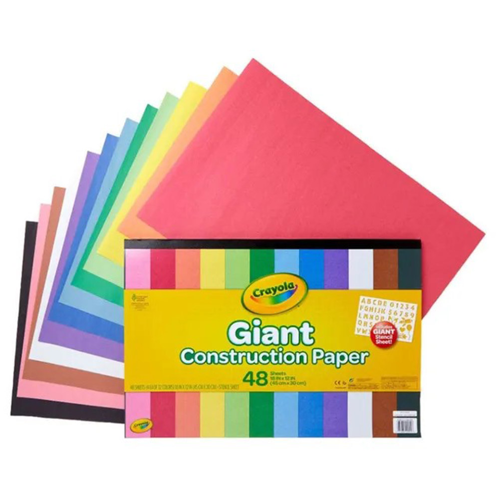 Crayola - Giant Construction Paper With Stencil - 48 Sheets