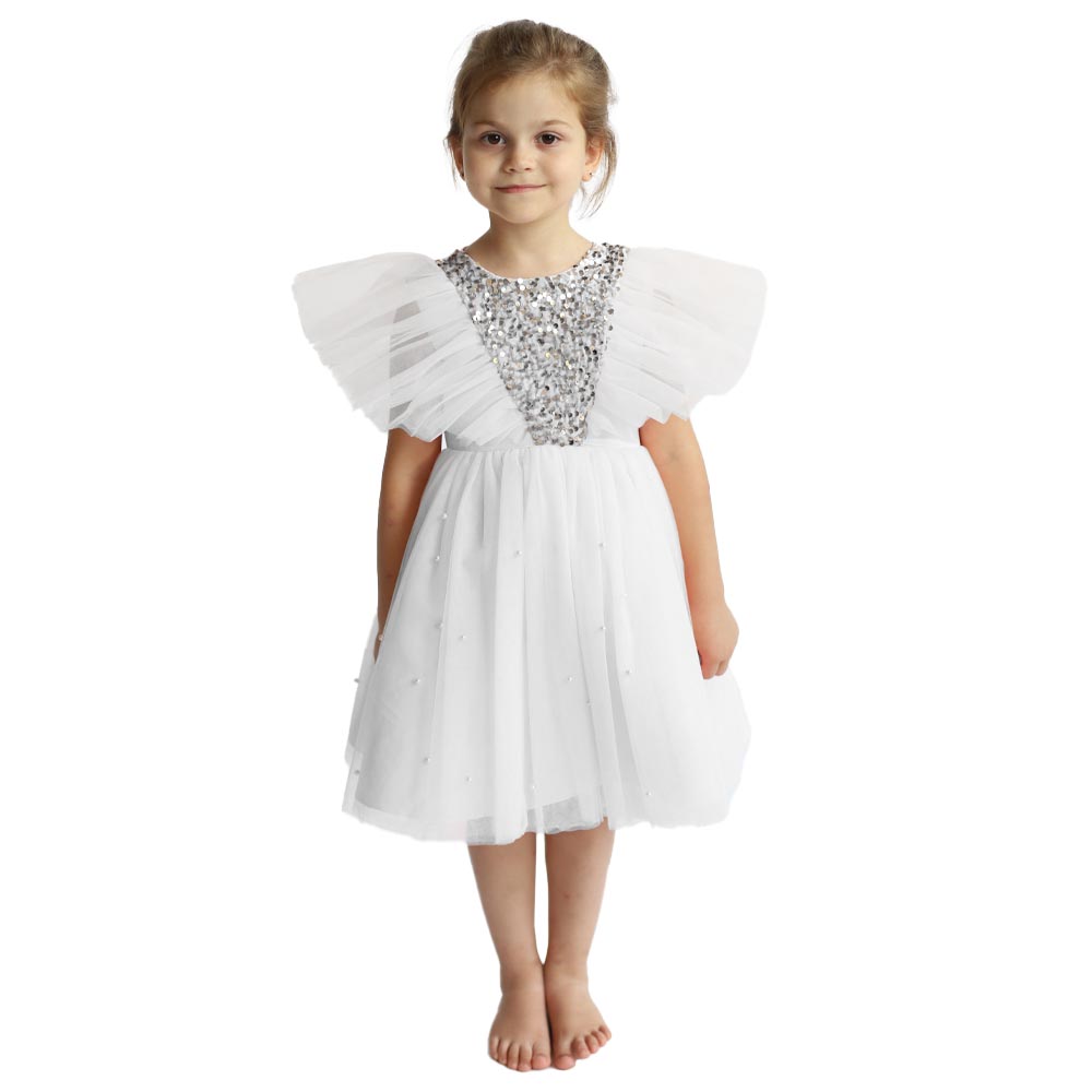 D' Daniela Butterfly Sequined Dress - White