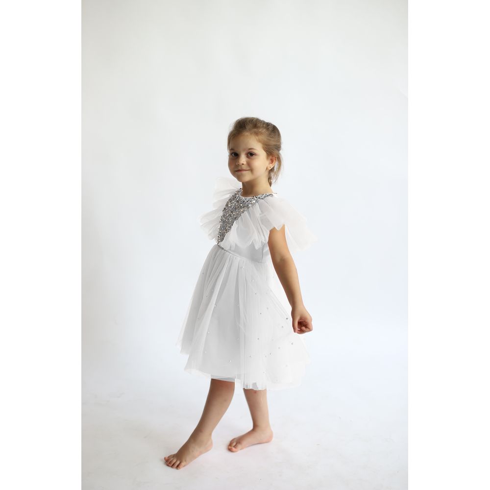 D' Daniela Butterfly Sequined Dress - White