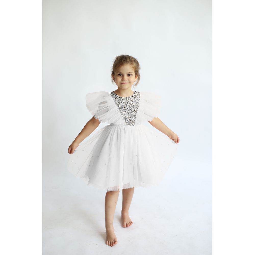 D' Daniela Butterfly Sequined Dress - White