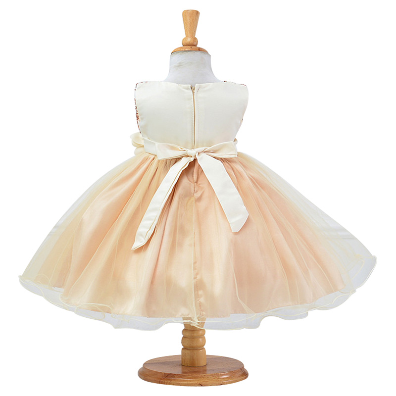 D' Daniela Sparkly Sequins & Flower Dress - Champagne