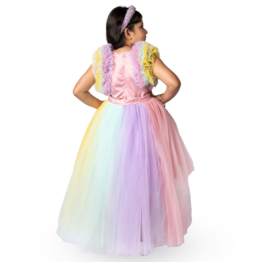 D' Daniela Girls' Unicorn Tutu Gown with Detachable Tail
