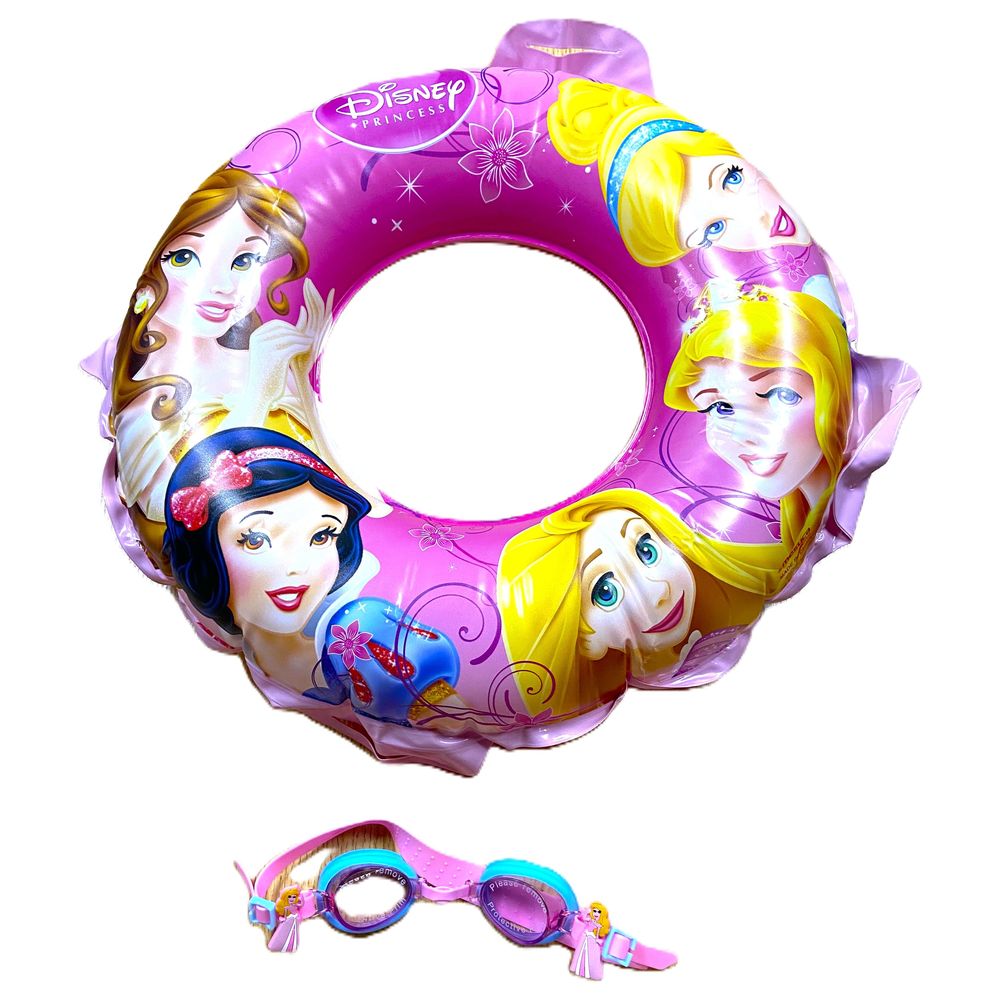 Disney - Swimming Ring And Goggles Set - Princess - 2 Pcs