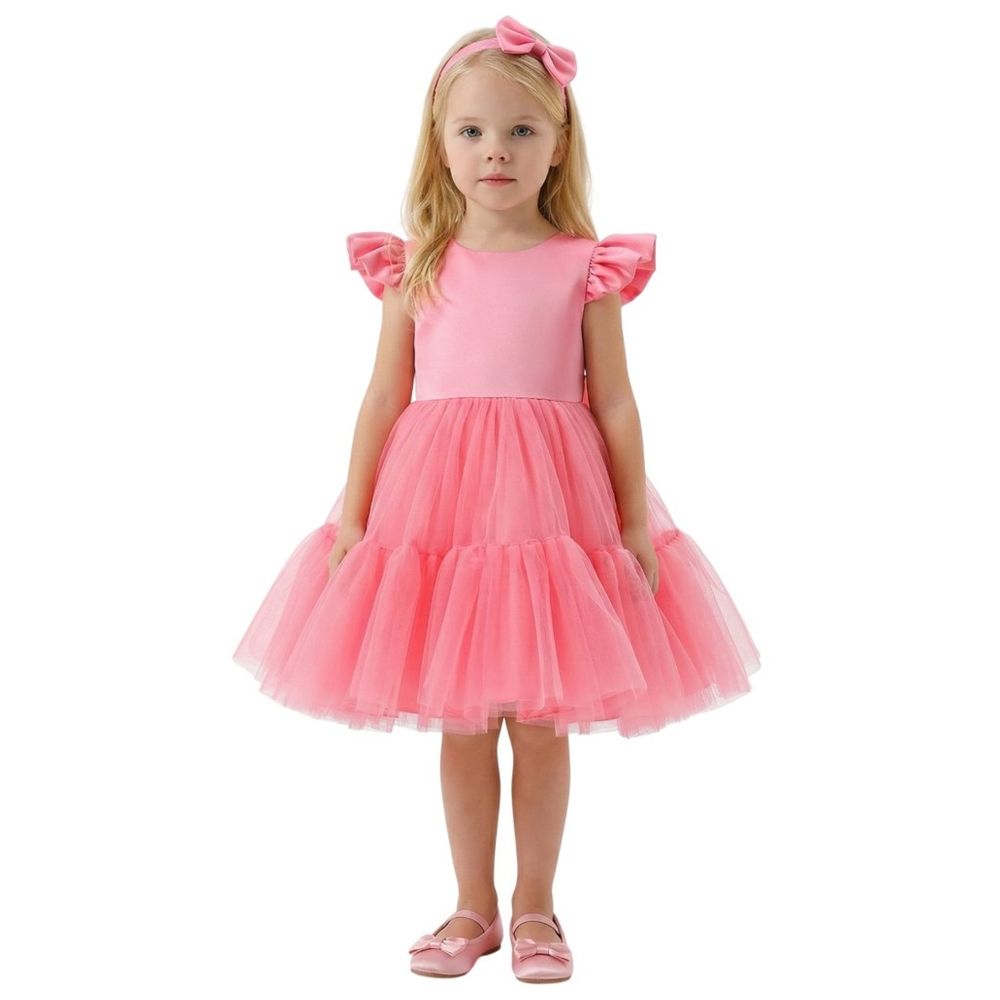 Ddaniela Girls Fit & Flare Party Dress - Baby Pink