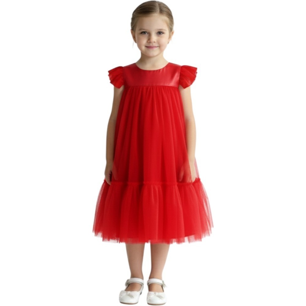 D' Daniela Pleated Semi Casual Dress - Red