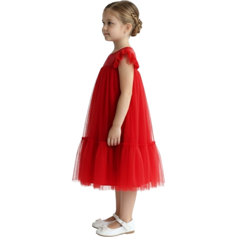 D' Daniela Pleated Semi Casual Dress - Red