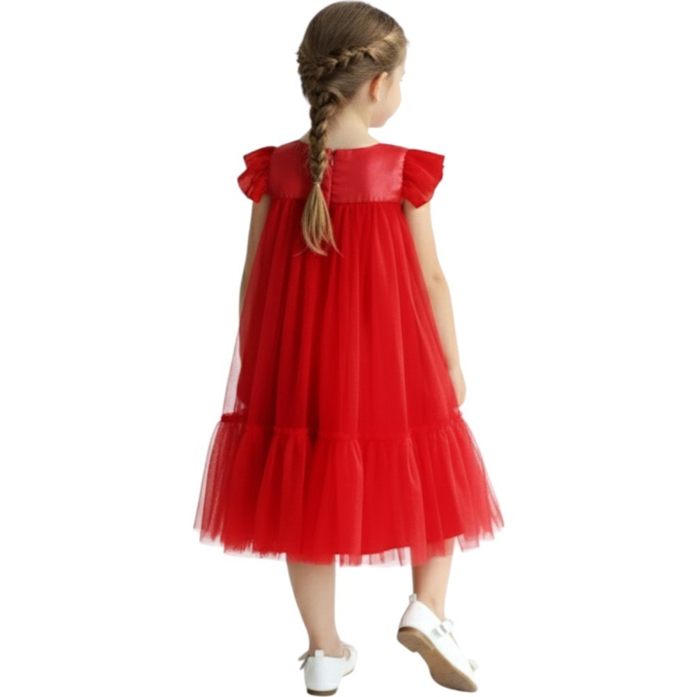 D' Daniela Pleated Semi Casual Dress - Red
