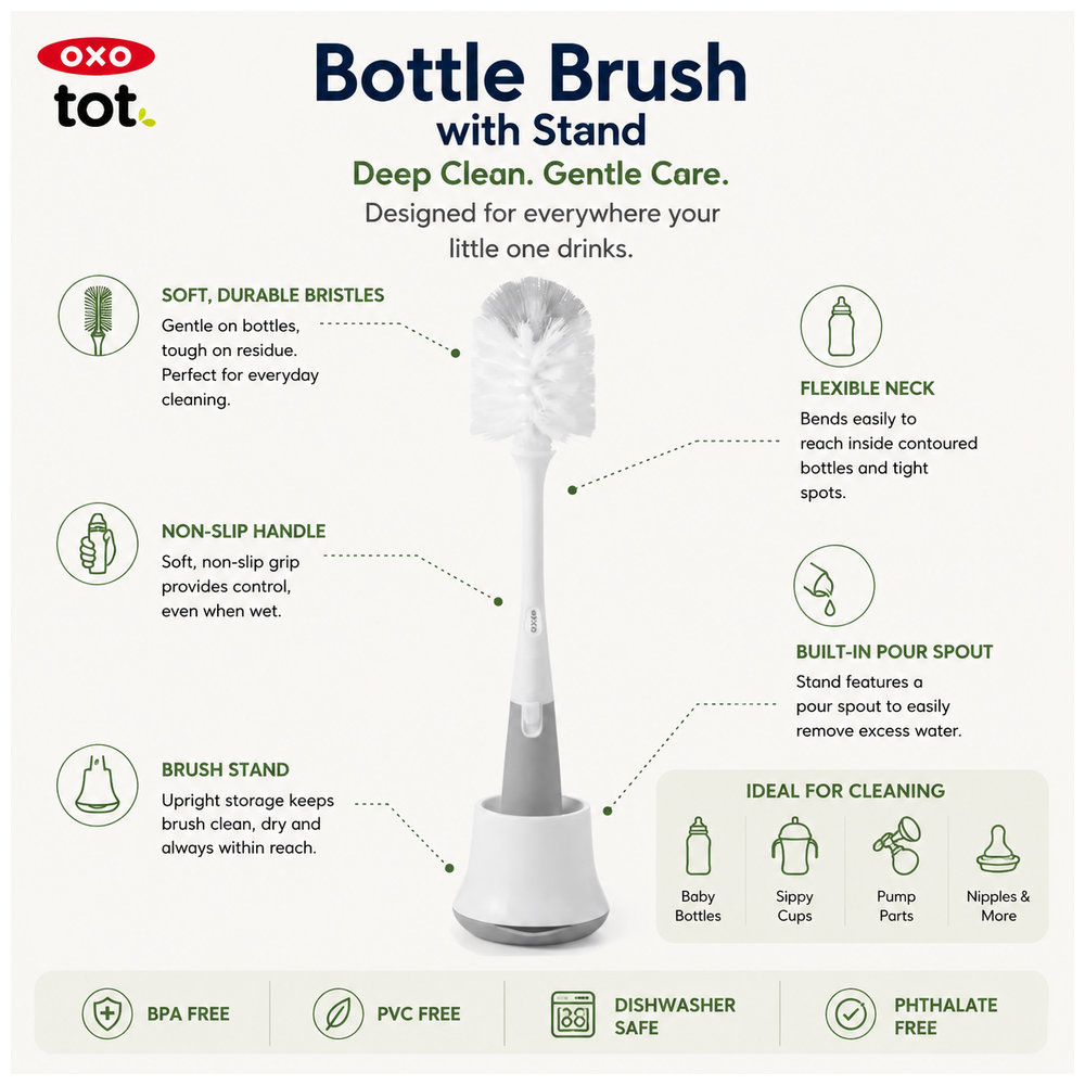 Oxo Tot - Bottle Brush With Stand - Gray
