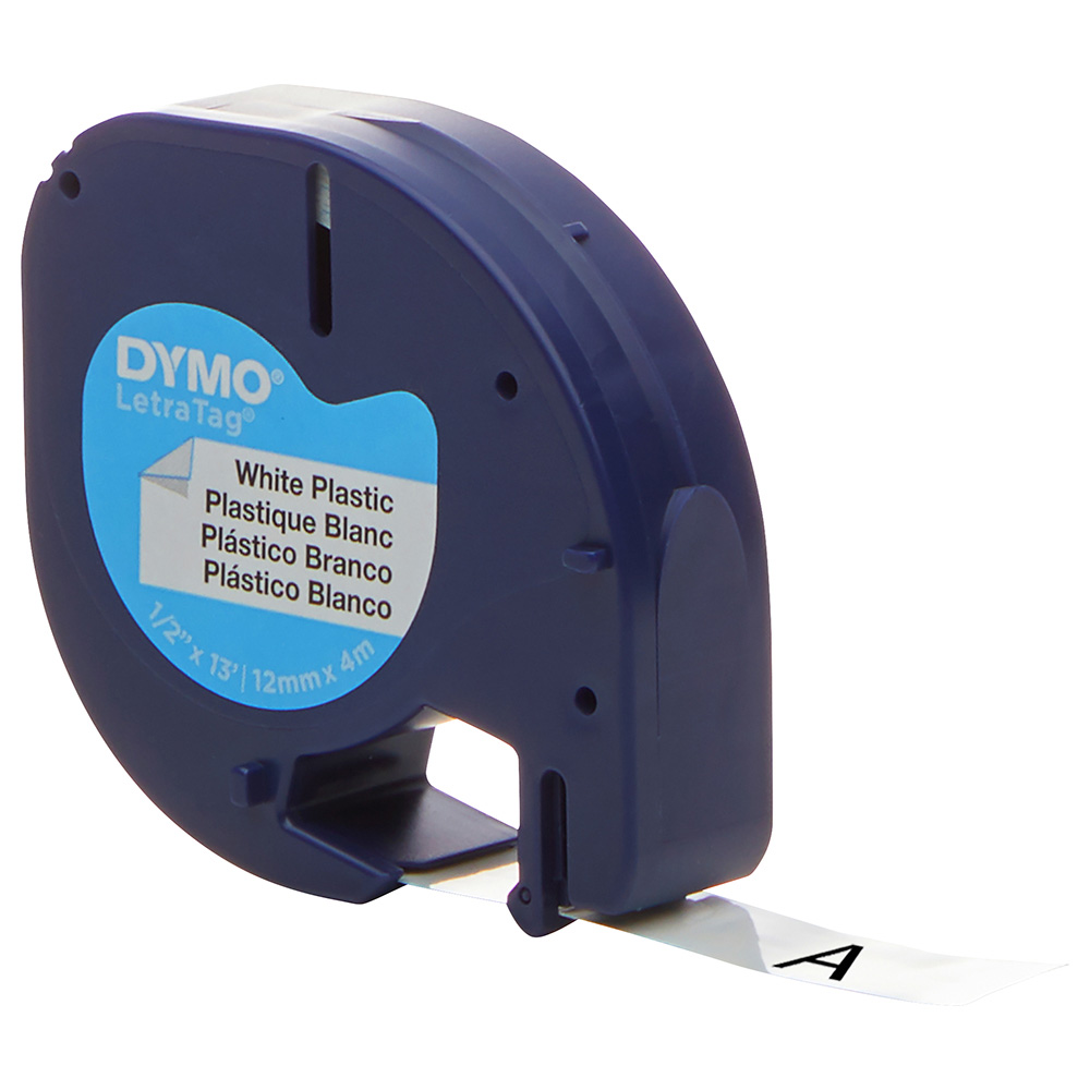 Dymo - Self-Adhesive LetraTag Plastic Tape - White - 0.012x4 m