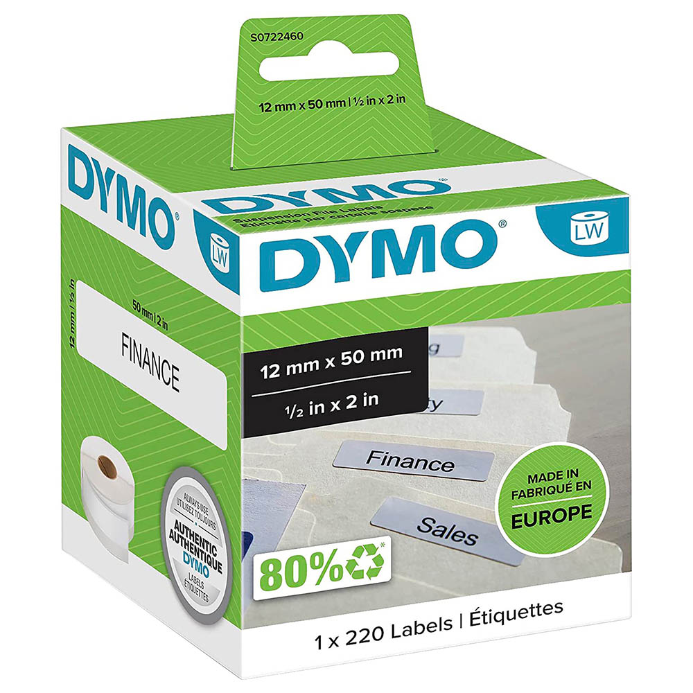 Dymo - Suspension File Label - White - 50x12mm - 220pcs
