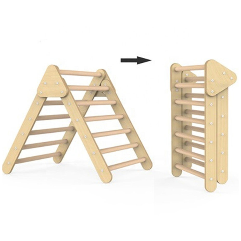 Ezzro - Natural Large Climbing Foldable Pikler Triangle Reversible Board Duo