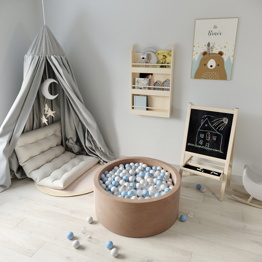 Ezzro - Round Ball Pit Velvet Mocha With 200 Balls - 90 x 40cm