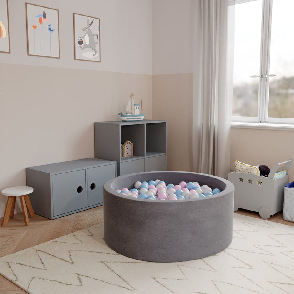 Ezzro - Round Ball Pit Velvet With 100 Balls - 90 x 40cm