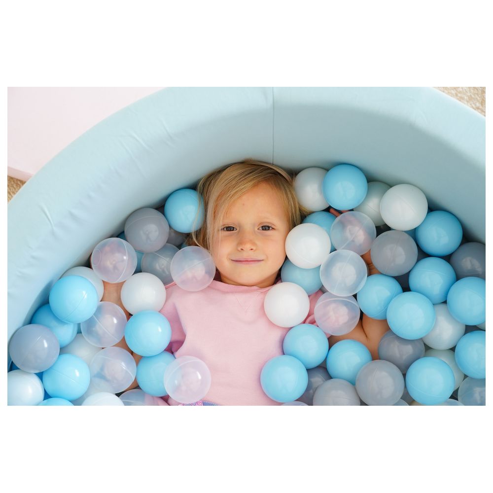 Ezzro - Round Ball Pit 90x40 With 100 Balls (Light Blue, White, Light Grey, Transparent) - Pale Blue