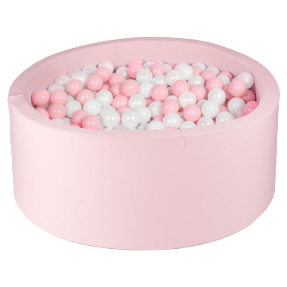 Ezzro - Round Ball Pit 120x50 With 600 Balls (Baby Pink, White) - Light Pink