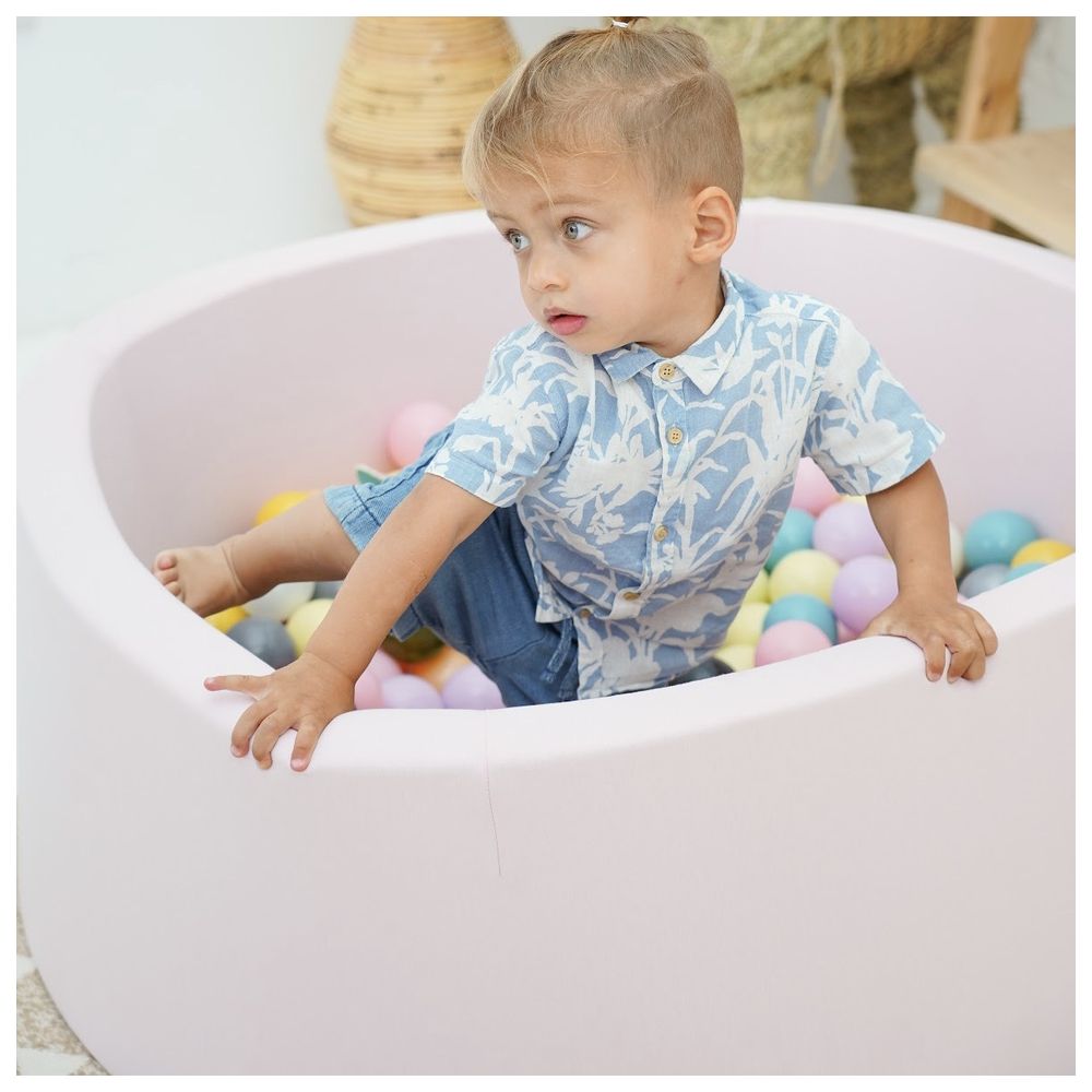 Ezzro - Round Ball Pit 120x50 With 600 Balls (Baby Pink, White) - Light Pink