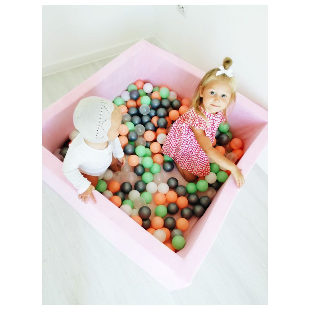Ezzro - Square Ball Pit 100x100x40 With 600 Balls (Lavender, White, Pearl) - Light Pink