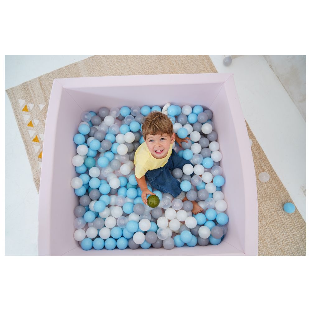 Ezzro - Square Ball Pit 100x100x40 With 600 Balls (Lavender, White, Pearl) - Light Pink