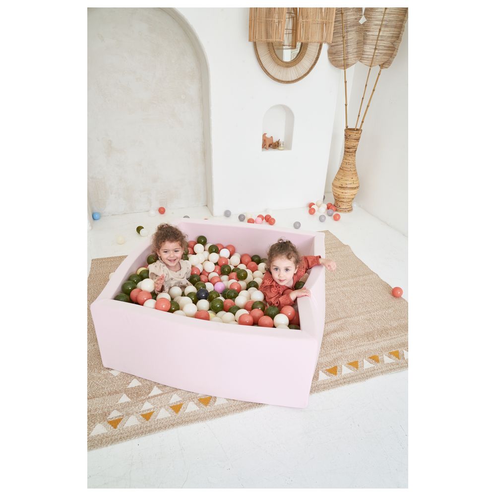 Ezzro - Square Ball Pit 120x120x50 With 400 Balls (Lavender, White, Pearl) - Light Pink