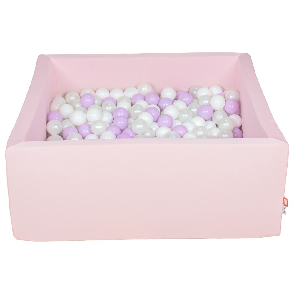 Ezzro - Square Ball Pit 120x120x50 With 600 Balls (Lavender, White, Pearl) - Light Pink