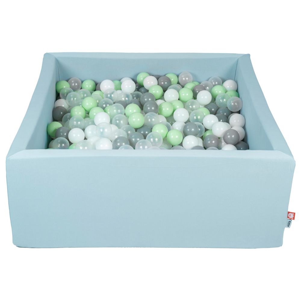 Ezzro - Square Ball Pit 120x120x50 With 400 Balls (Lime, White, Grey, Transparent) - Pale Blue