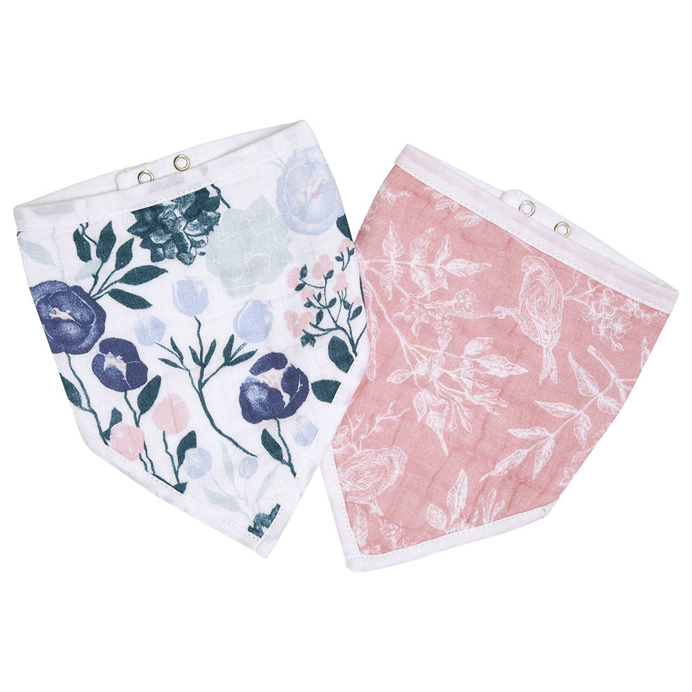 Aden & Anais Cotton Baby Bandana Bibs Flowers Bloom - Pack of 2