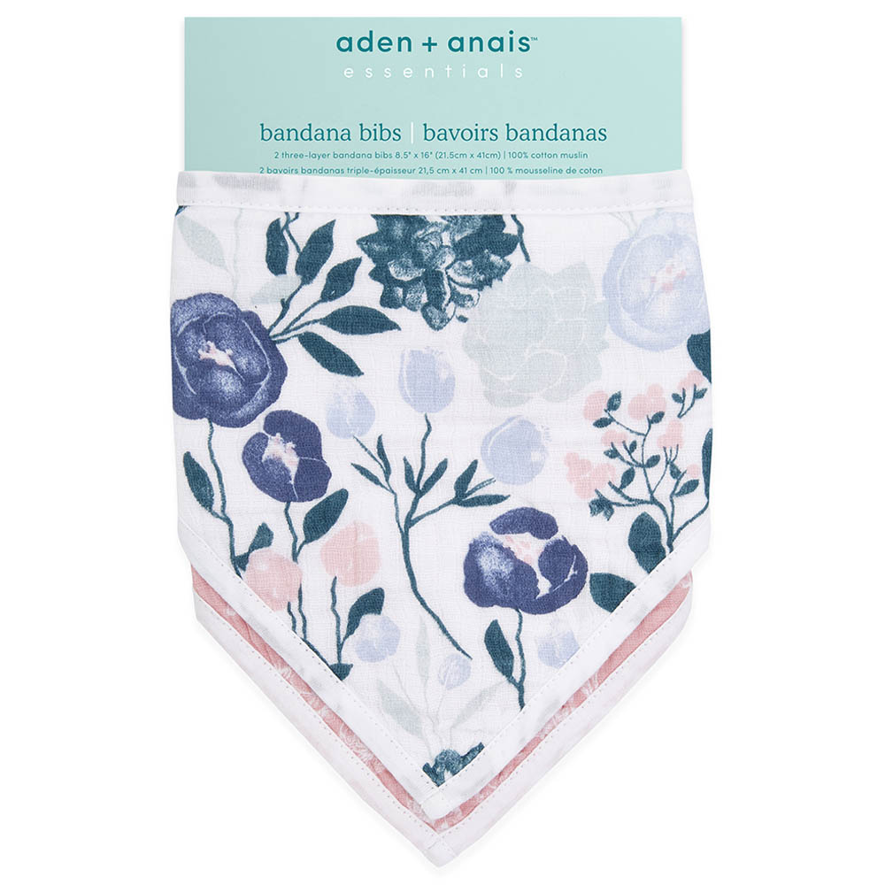 Aden & Anais Cotton Baby Bandana Bibs Flowers Bloom - Pack of 2