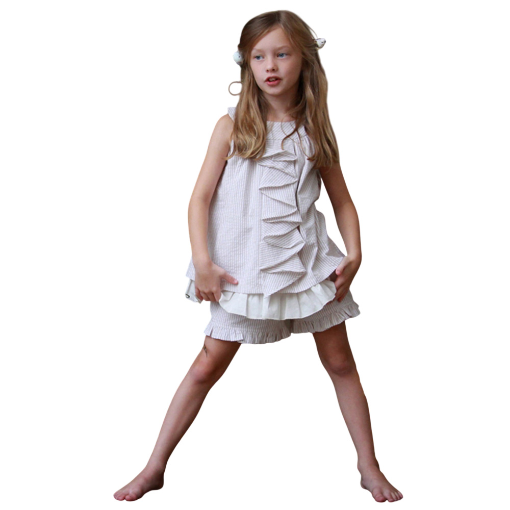 A.Bird Girls' Celia Seersucker Ruffled Shorts