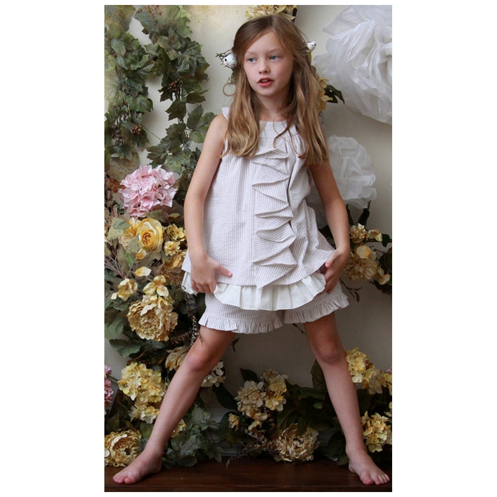 A.Bird Girls' Celia Seersucker Ruffled Shorts