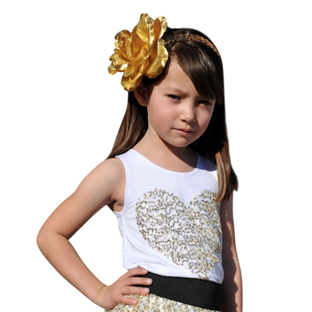 Flowers By Zoe with Gold Sequin Heart Tank - White