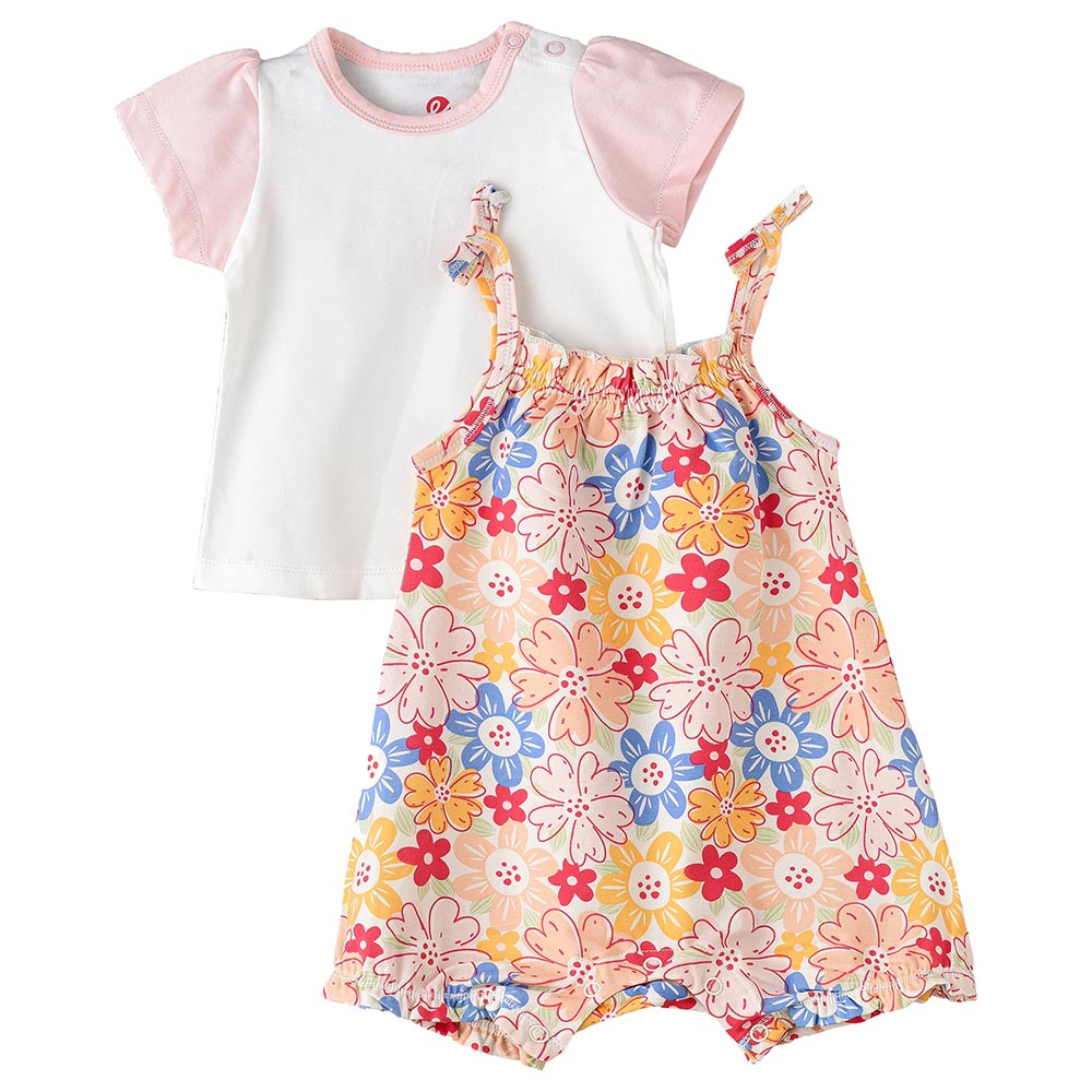 Elegant Kids Sunshine Seeker Girl's Breezy T-Shirt and Dungaree - 2 Pcs