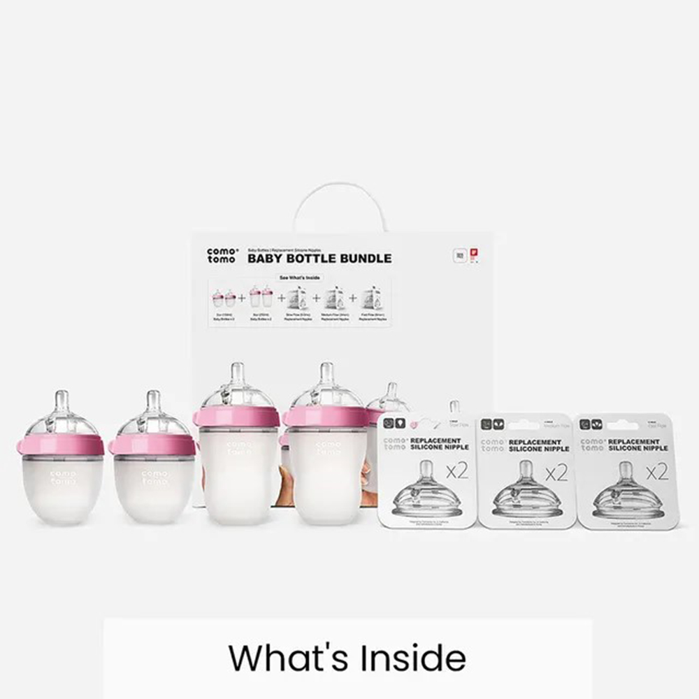 Comotomo - Baby Bottle Bundle - Pink - 10 Pcs