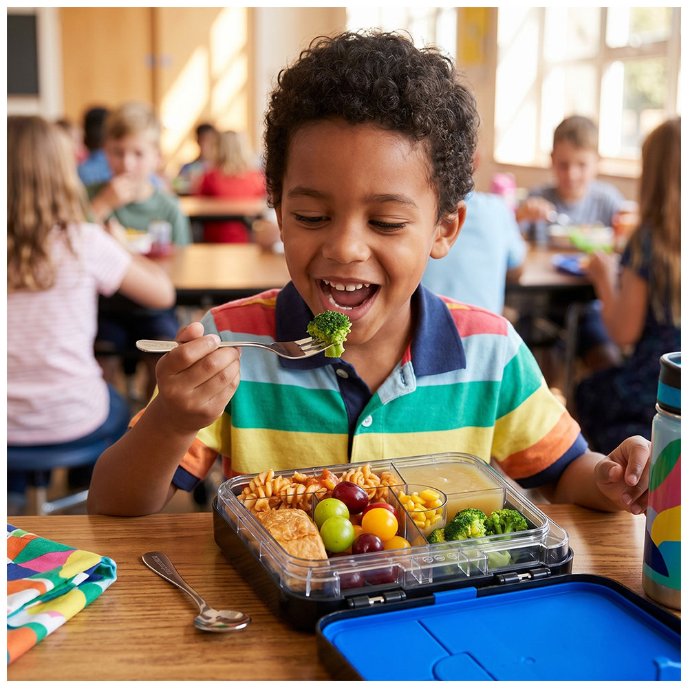Eazy Kids - 6/4 Convertible Bento Lunch Box Set - Gamer Black - 1080 ml