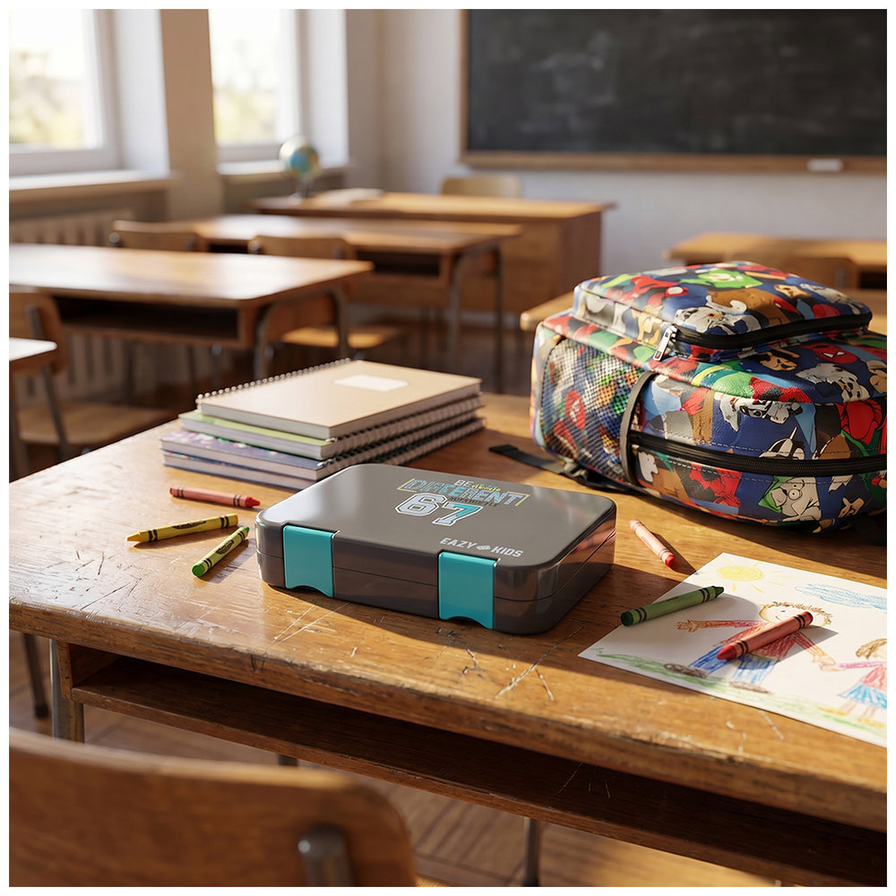 Eazy Kids - Brainrot 67 Bento Lunch Box - Urban Grey