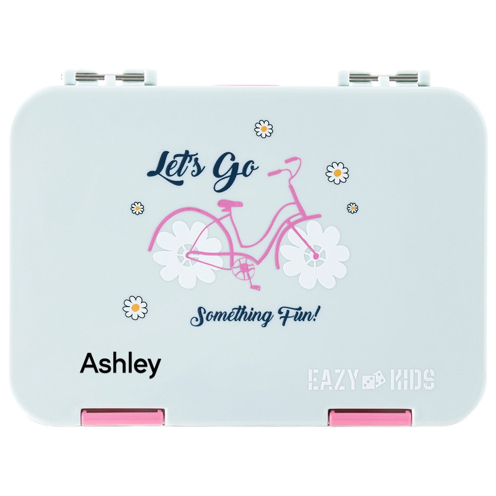 Eazy Kids - Personalized 4 Compartment Bento Lunch Box - Bicycle Mint