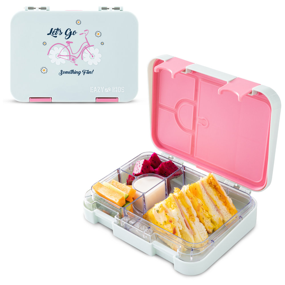 Eazy Kids - Personalized 4 Compartment Bento Lunch Box - Bicycle Mint