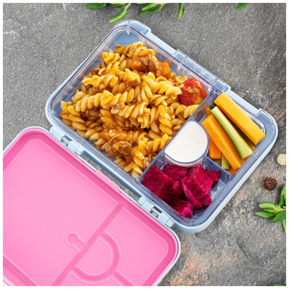Eazy Kids - 4 Compartment Bento Lunch Box - Flamingo Aqua