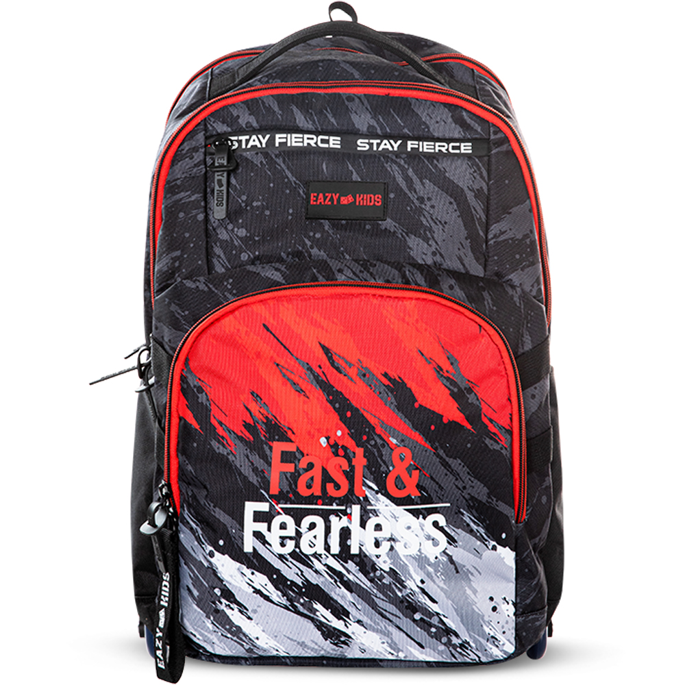 Eazy Kids - School Bag with Laptop Compartment - Fast & Fearless Black - 20-Inch/51cm