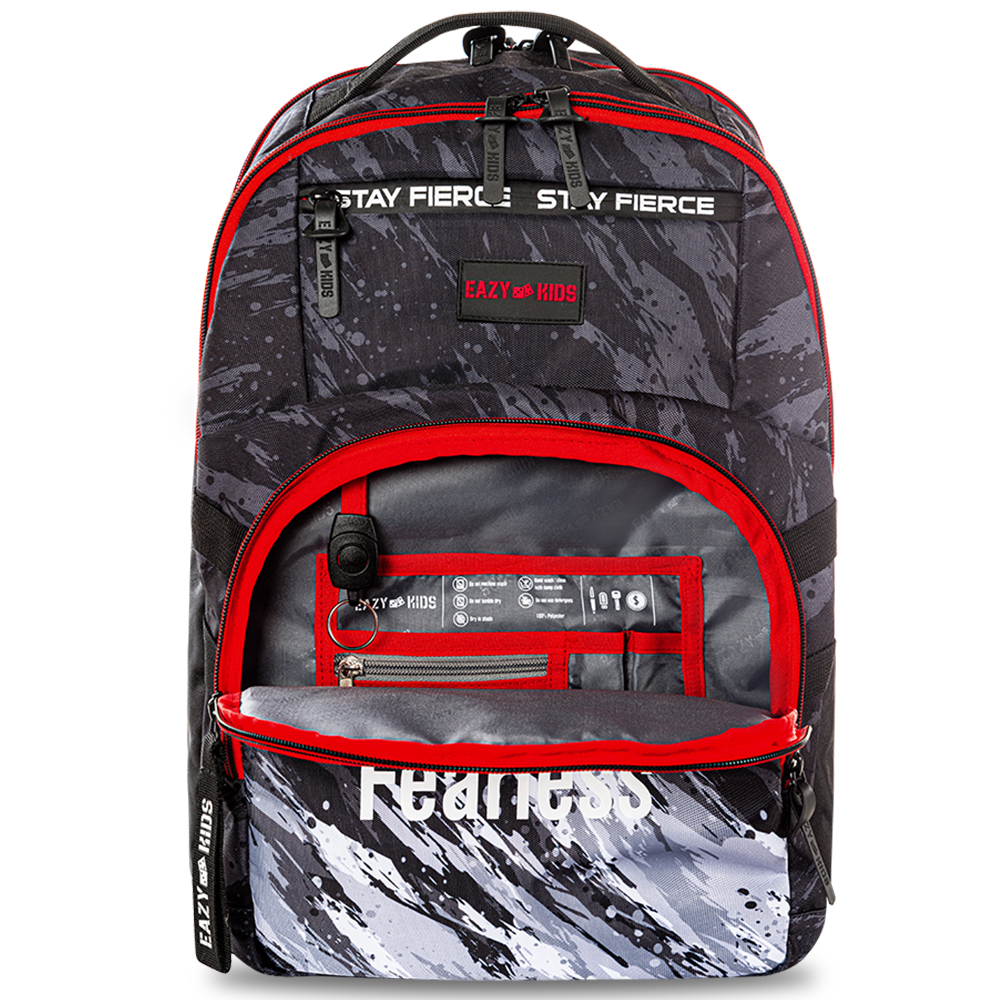 Eazy Kids - School Bag with Laptop Compartment - Fast & Fearless Black - 20-Inch/51cm