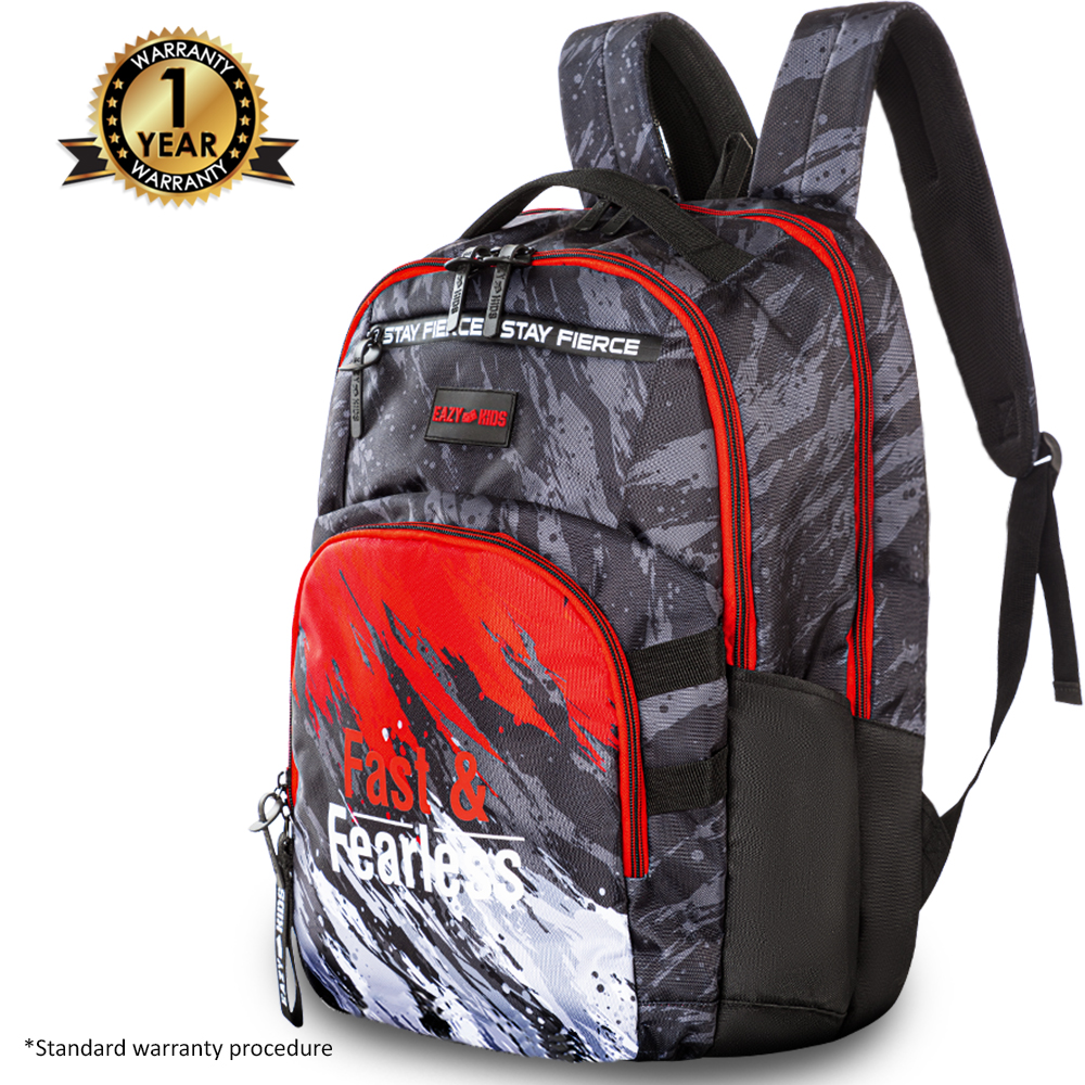 Eazy Kids - School Bag with Laptop Compartment - Fast & Fearless Black - 20-Inch/51cm