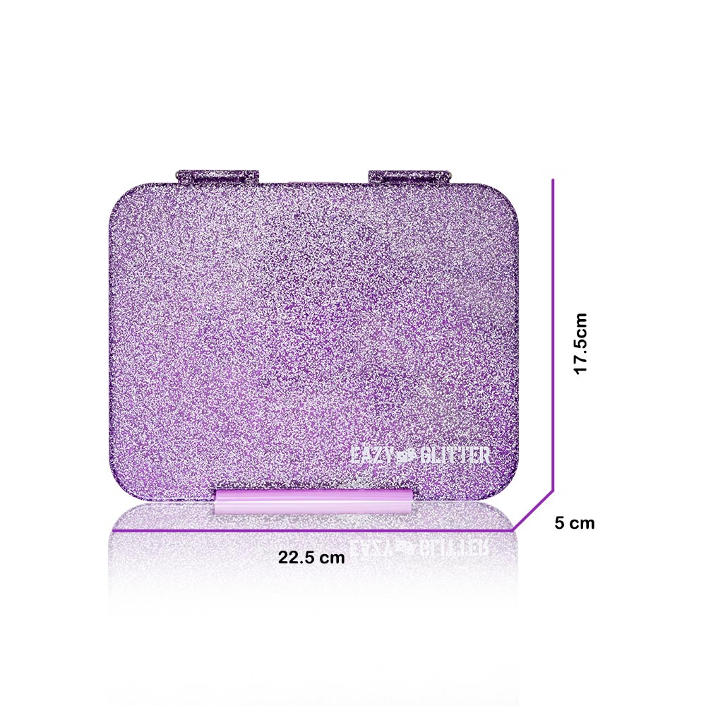 Eazy Kids - 6 And 4 Convertible Bento Lunch Box - Glitter Purple