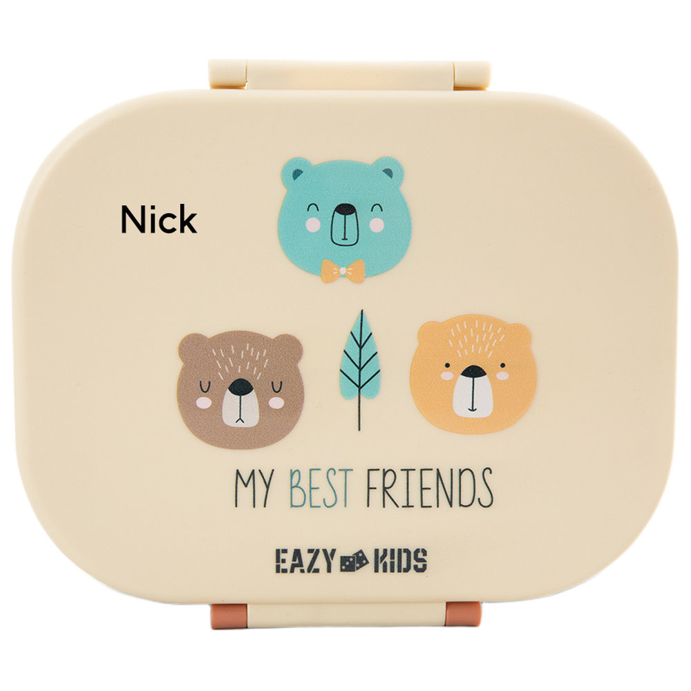 Eazy Kids - Personalized 3/4-Compartment Bento Lunch Box - Friends Ivory - Pack of 2