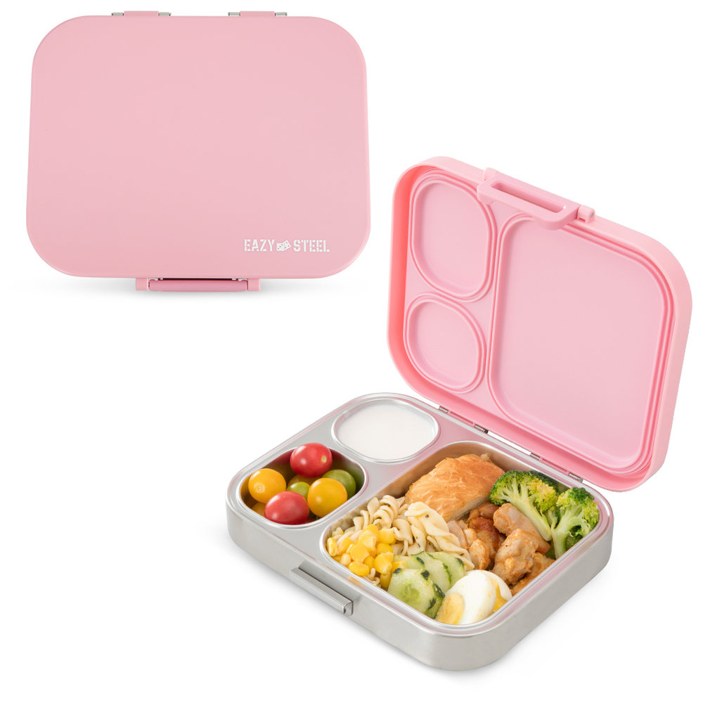 Eazy Kids - Personalized 3-Compartment Premium Stainless Lunch Box With Silicone Lid