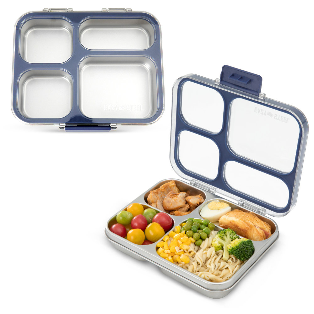 Eazy Kids - Personalized 4-Compartment Stainless Steel Lunch Box With Tritan Lid