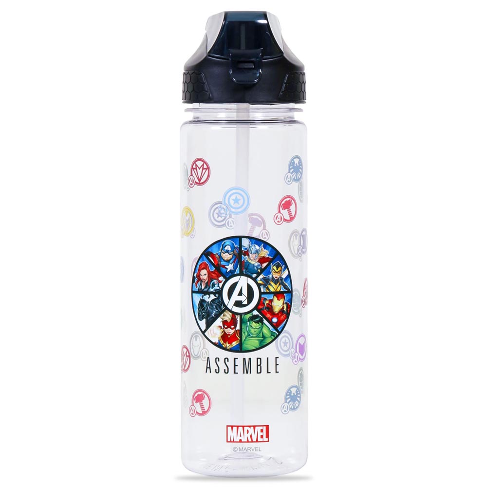 Eazy Kids - 2 - In - 1 Marvel Avengers Assemble Water Bottle - Black - 650ml