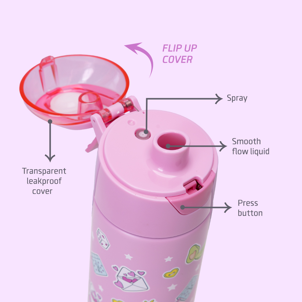 Eazy Kids - Insulated Steel Water Bottle With Spray - Pink - 640ml