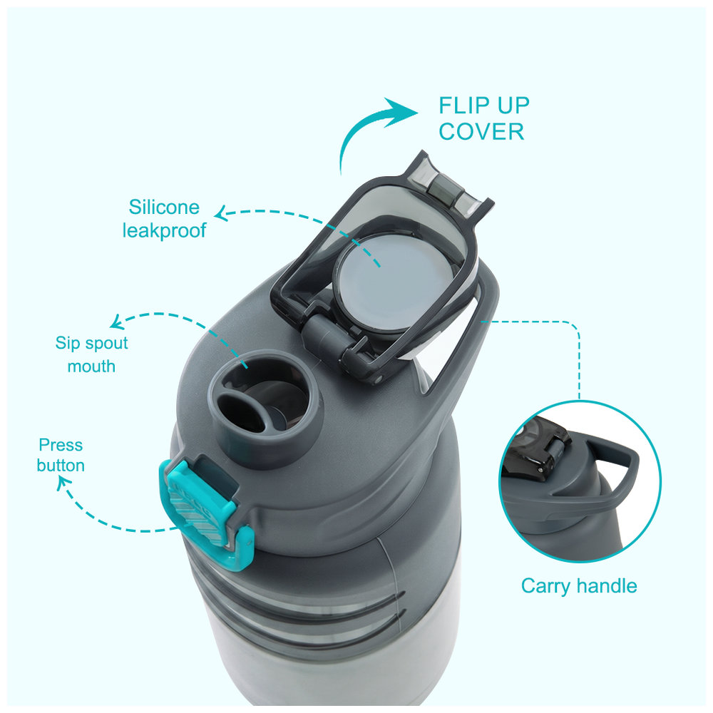 Eazy Kids - Brainrot 67 Flip Top Water Bottle 750ml - Grey